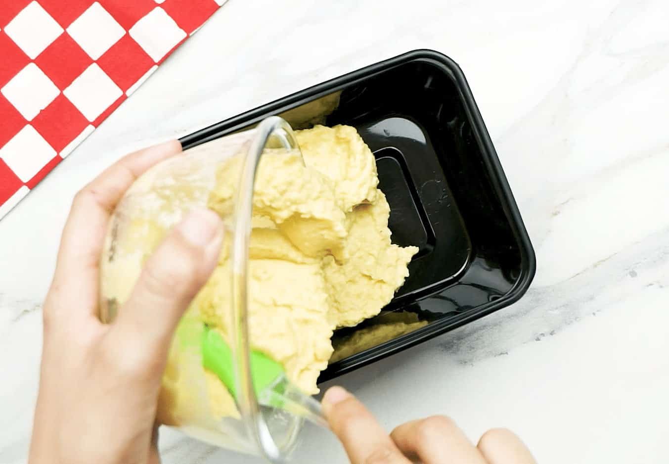 Portion Hummus Into Containers
