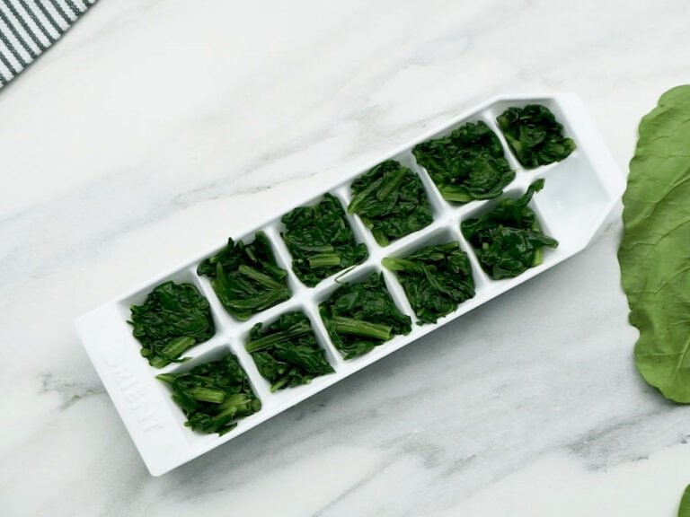 Portion Spinach Into Ice Cube Tray